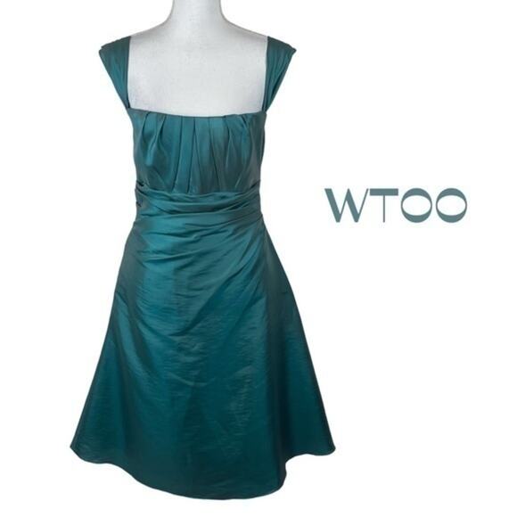 WTOO by Watters & Watters Iridescent Teal Mermaid  Party Dress NWOT Size 12 - Picture 2 of 13